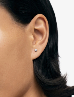 Monica Vinader Womens Silver Solitaire 14ct White-gold And 0.2ct Brilliant-cut Lab-grown Diamond Stud Earrings