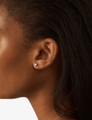 MONICA VINADER: Diamond Cluster 14ct White-Gold And 0.009ct Lab-Grown Diamond Single Stud Earrings