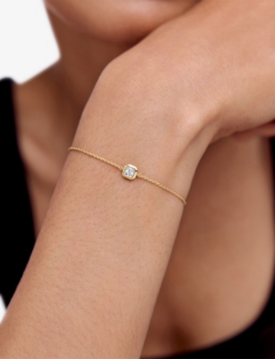 MONICA VINADER: Asscher-Cut 0.06ct Lab-Grown Diamond and 18ct Yellow-Gold Vermeil Chain Bracelet