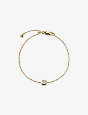 Monica Vinader Womens Asscher-cut 0.06ct Lab-grown Diamond And 18ct Yellow-gold Vermeil Chain Bracelet