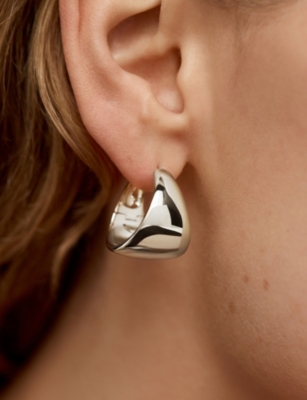 Monica Vinader Womens Tapered Large 925 Sterling Silver Hoop Earrings In Metallic
