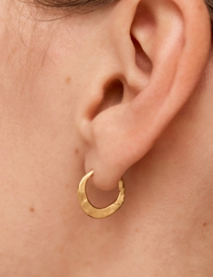 Monica Vinader Womens Capri 18ct Yellow Gold Vermeil Huggie Earrings In Gold
