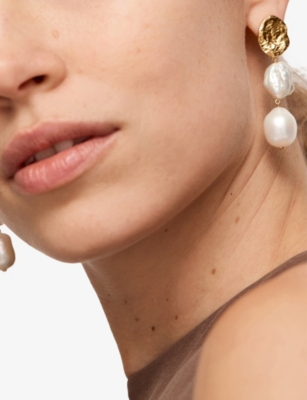 Monica Vinader Womens Capri 18ct Yellow Gold Vermeil And Multi Keshi And Baroque Pearl Drop Earrings In Gold