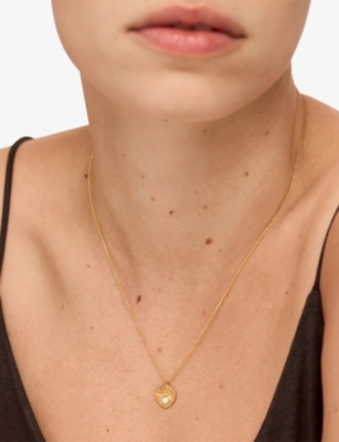 Monica Vinader Womens Capri 18ct Yellow Gold Vermeil And Pearl Disc Necklac In Gold