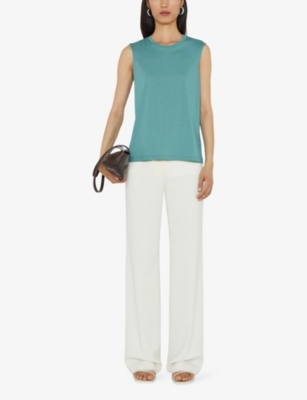Joseph Womens Lagoon Cotton-silk Jersey Tank Top Xs In Green