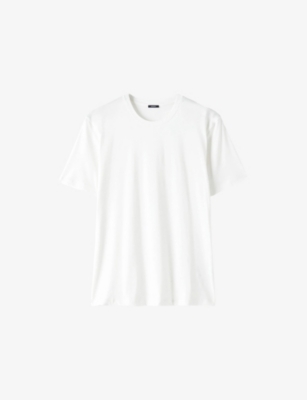 Joseph Womens White Round-neck Cotton And Silk-blend T-shirt In White