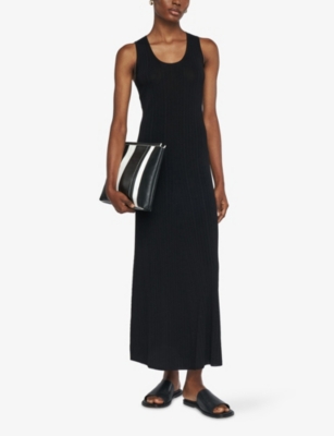 Joseph Womens Black Round-neck Sleeveless Ribbed-knit Maxi Dress