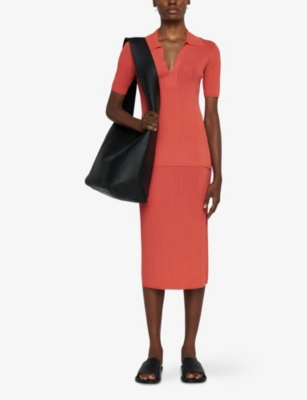 Joseph Womens Sundown Ribbed Slim-fit Stretch-woven Midi Skirt