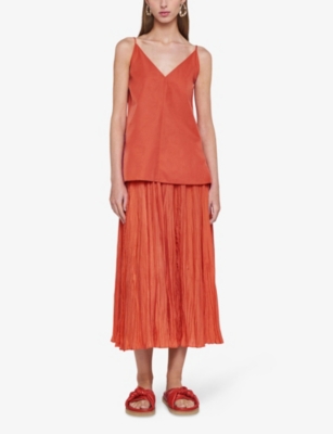 Joseph Womens Sundown Sully Crinkled Silk Midi Skirt