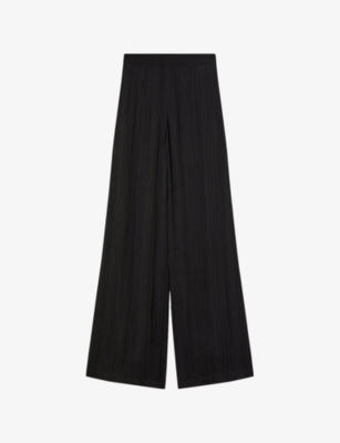 JOSEPH WOMENS JOSEPH MAWN WIDE-LEG MID-RISE VISCOSE AND SILK-BLEND TROUSERS 