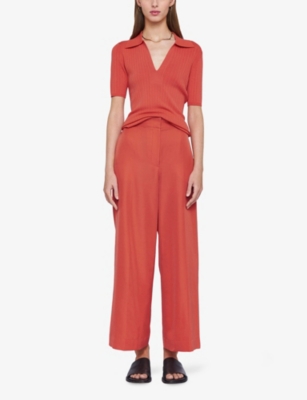 JOSEPH: Thurlow Wide-Leg High-Rise Silk and Cotton-Blend Trousers