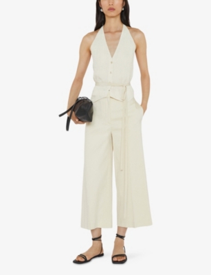 Joseph Womens Seashell Temple Cropped Stretch-gabardine Trousers
