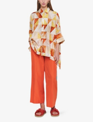 Joseph Womens Sundown Combo Arcole Marble-print Silk Shirt In Multi