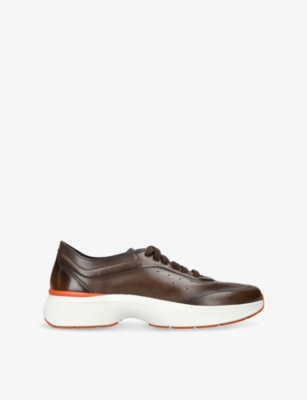 SANTONI: Bounce Leather Low-Top Trainers
