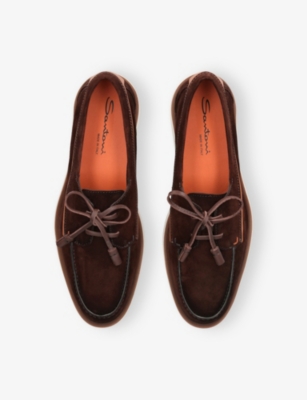 SANTONI: Detroit Suede Boat Shoes