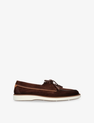 SANTONI: Detroit Suede Boat Shoes