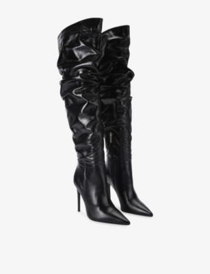 Kg Kurt Geiger Womens Black Tigerlilly Leather Heeled Knee-high Boots Eur 40 / 7 Uk In Black