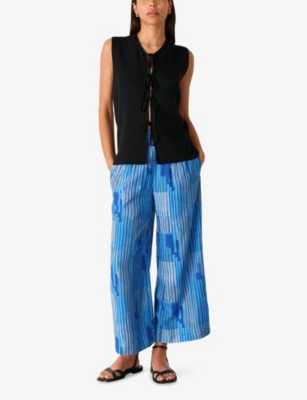 Whistles Omens  Striped Elasticated-waist Woven Trousers