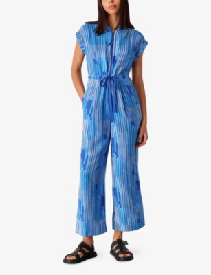 WHISTLES: Striped Tie-Waist Woven Jumpsuit