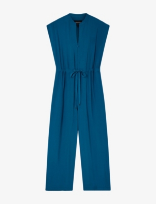 Womens Whistles Drawstring-Waist Relaxed-Fit Woven Jumpsuit