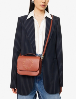 Stella Mccartney Womens Auburn Logo Flap Faux-leather Shoulder Bag