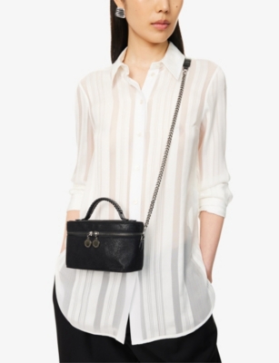 Stella Mccartney Womens Black Falabella Shaggy Woven Vanity Case