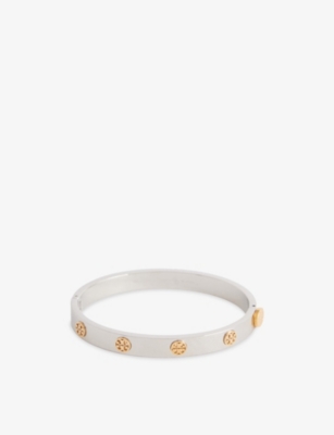Tory Burch Womens Miller Stud Hinge Gold-plated Stainless-steel Bracelet Tory Silver / Tory Gold