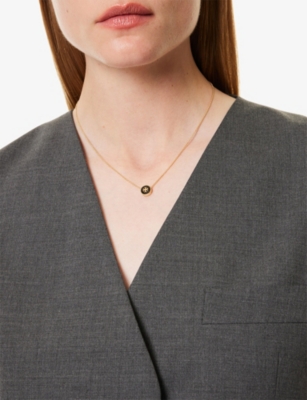 Tory Burch Womens Tory Gold / Black Kira 18ct Yellow Gold-plated Brass, Enamel And Moonstone Pendant Necklace