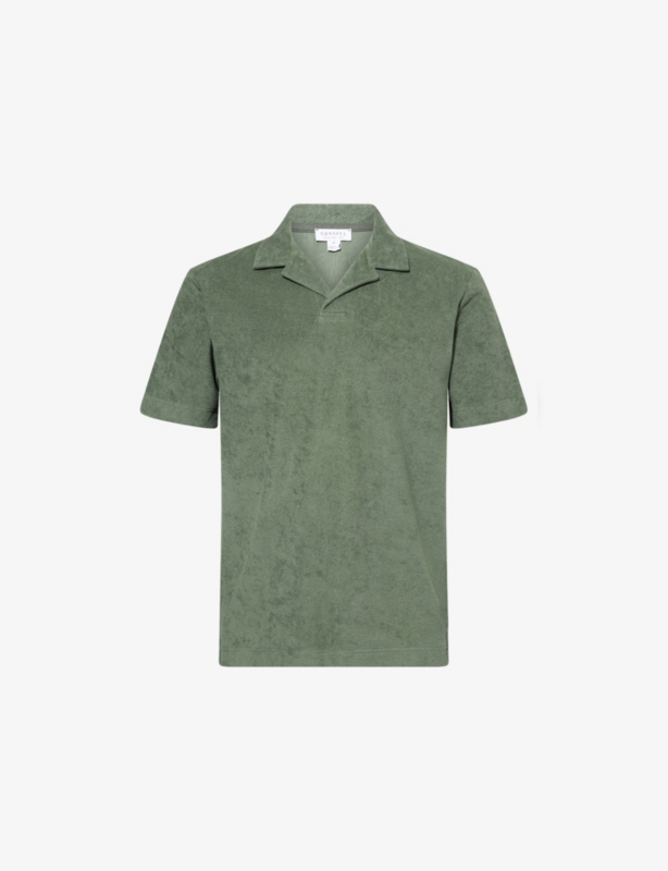 Towelling Camp-Collar Cotton Polo Shirt