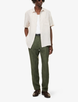 SUNSPEL: Striped Short-Sleeve Linen Shirt