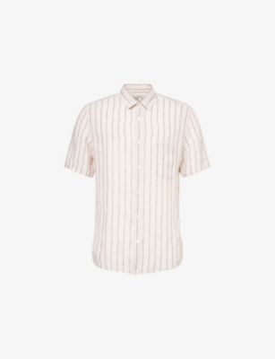SUNSPEL: Striped Short-Sleeve Linen Shirt
