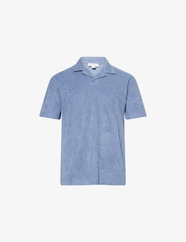 Towelling Camp-Collar Cotton Polo Shirt
