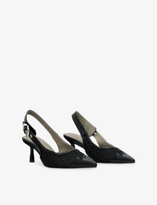 ALLSAINTS: Idiya Heeled Leather And Mesh Slingbacks