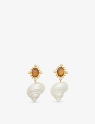 BRINKER + ELIZA: Adella Stainless-Steel, Quartz, Freshwater-Pearl And Shell Earrings