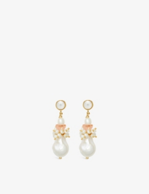 BRINKER + ELIZA: Coastal Stainless-Steel And Pearl Earrings