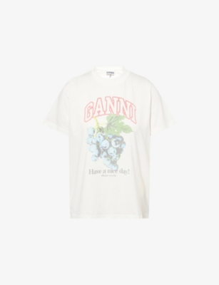 GANNI: Regular-Fit Logo-Print Cotton-Jersey T-shirt