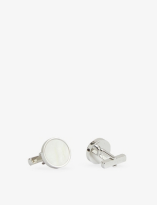 Reiss Mens Silver Mop Ardley Inlaid Cufflinks