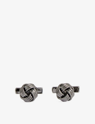 Reiss Mens Gunmetal Callum Knot Metal Cufflinks In Gray