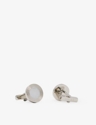 Reiss Mens Silver Mop Ripley Round Metal Cufflinks In Metallic