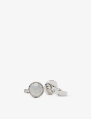 Reiss Mens Silver Digby Ridged Metal Cufflinks In Gray