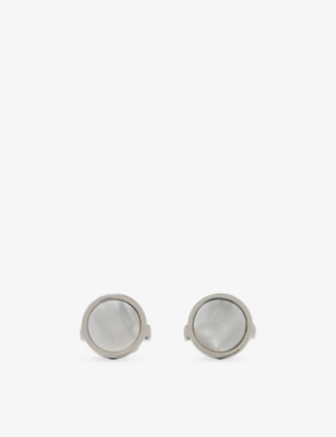 Reiss Mens Silver Digby Ridged Metal Cufflinks In Gray