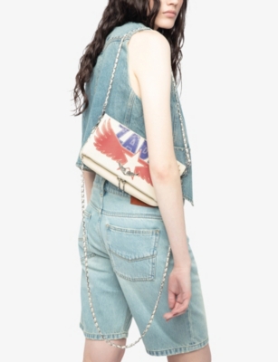 Zadig & Voltaire Womens Flash Rock America Graphic-print Leather Clutch Bag