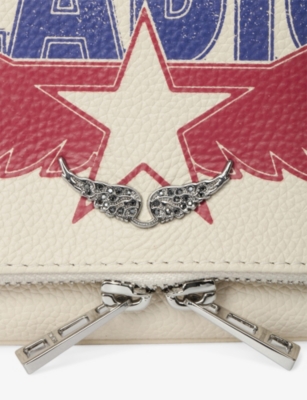 ZADIG&VOLTAIRE: Rock America Nano Graphic-Print Leather Clutch Bag