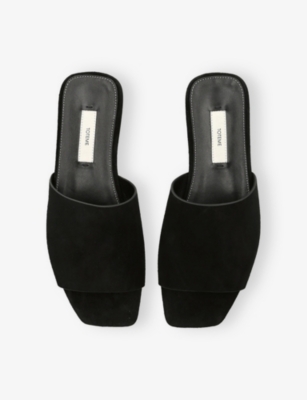TOTEME: Bandeau Velour-Leather Sliders