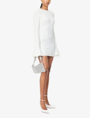 ROTATE BIRGER CHRISTENSEN: Fringed Open-Back Stretch-Woven Mini Dress