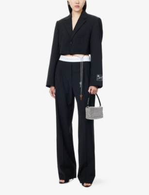 ALEXANDER WANG: Pleated High-Rise Stretch-Wool Blend Trousers