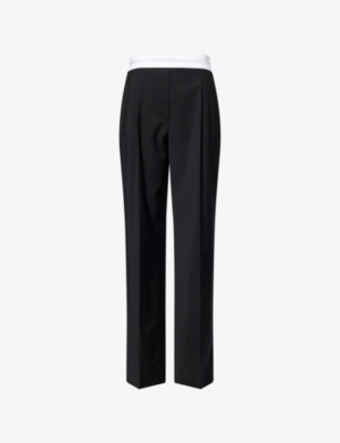 Alexander Wang High-waisted Black Trousers With Contrast Elastic Waistband In Black