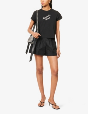 Alexander Wang Crew Neck Short Sleeves Top In Black