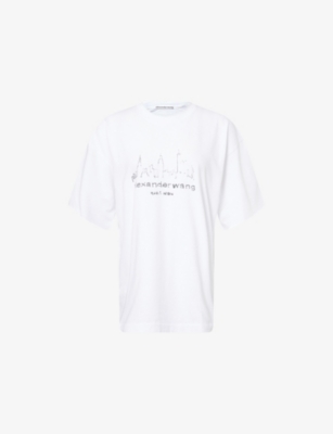 Alexander Wang Omens White Graphic Short-sleeves Cotton-jersey T-shirt Xs In White