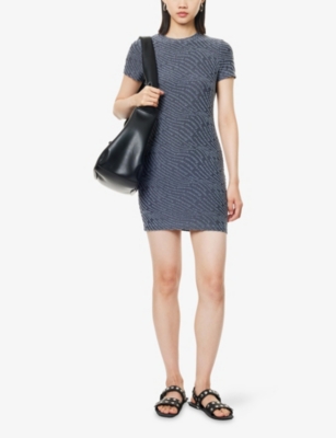 ALEXANDER WANG: Jacquard Logo Woven Mini Dress